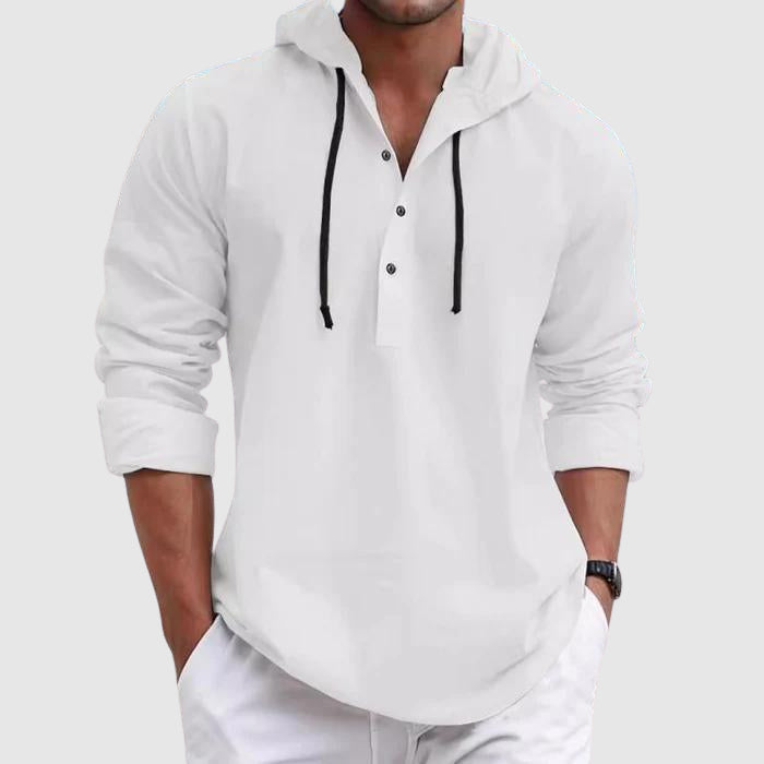 Lucas – Lässiges strukturiertes Herren Hoodie-Shirt mit Knopfleiste