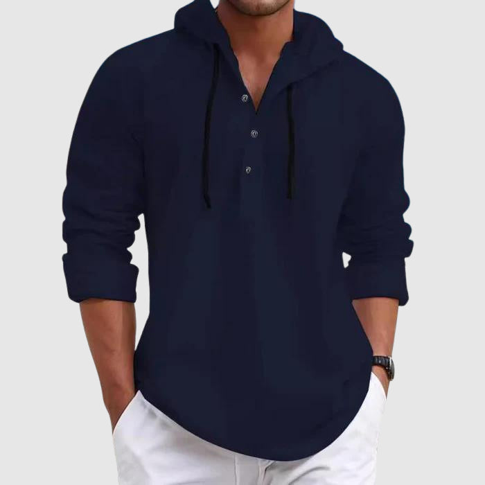 Lucas – Lässiges strukturiertes Herren Hoodie-Shirt mit Knopfleiste