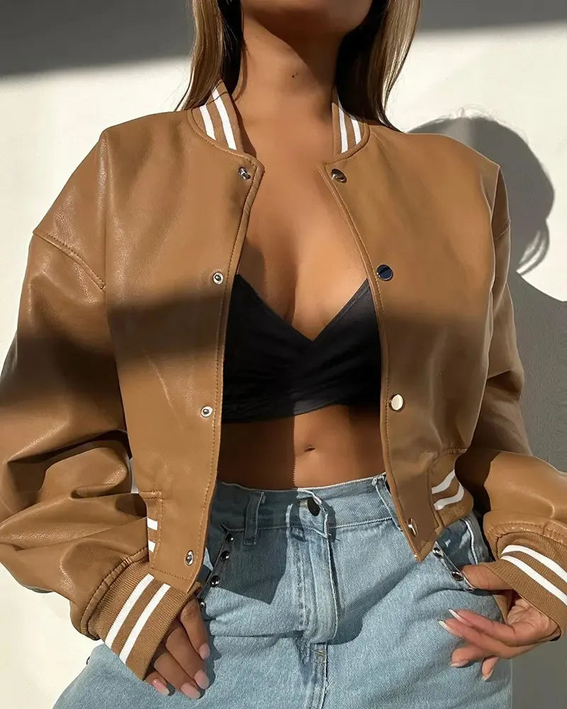 Arielle – Damen Collegejacke im Bomberstil mit Knopfleiste