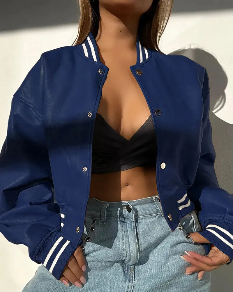 Arielle – Damen Collegejacke im Bomberstil mit Knopfleiste