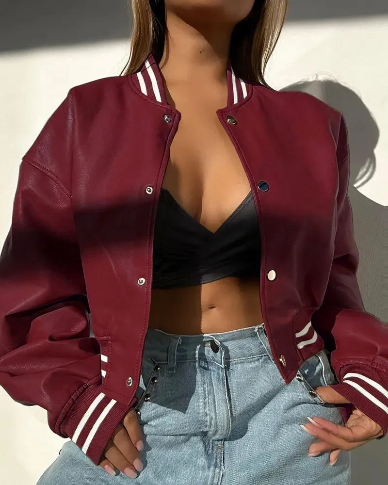 Arielle – Damen Collegejacke im Bomberstil mit Knopfleiste