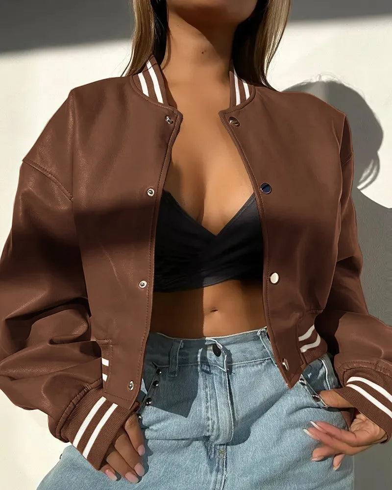 Arielle – Damen Collegejacke im Bomberstil mit Knopfleiste
