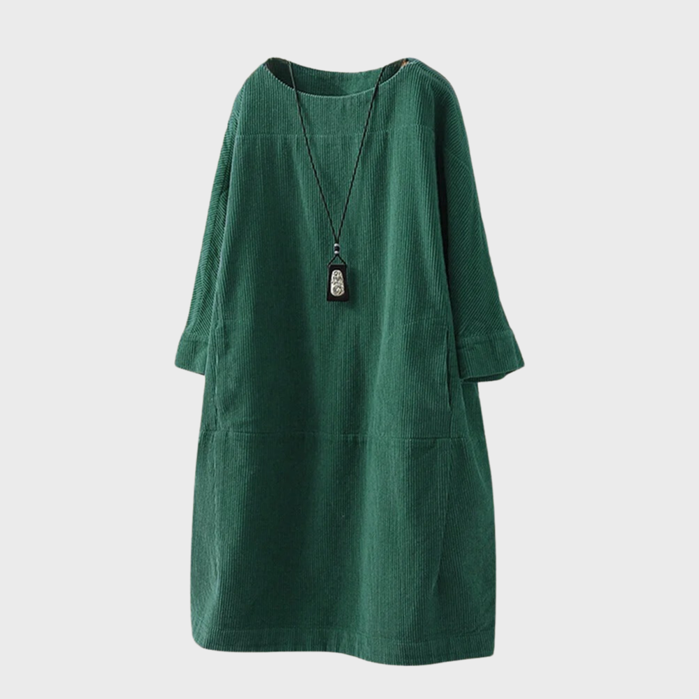 Nora – Damen Cordkleid mit Ärmeln
