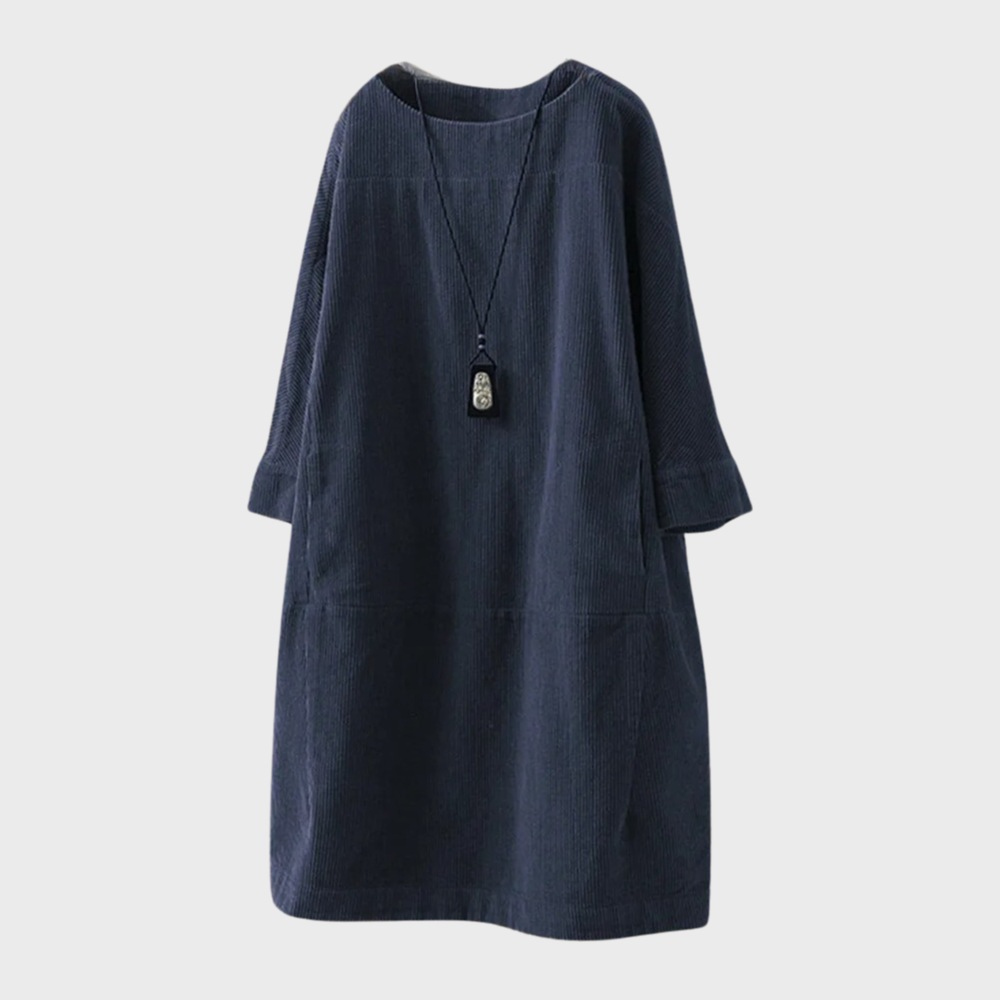 Nora – Damen Cordkleid mit Ärmeln
