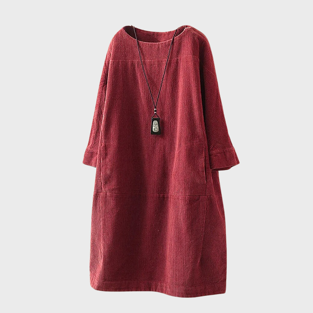 Nora – Damen Cordkleid mit Ärmeln