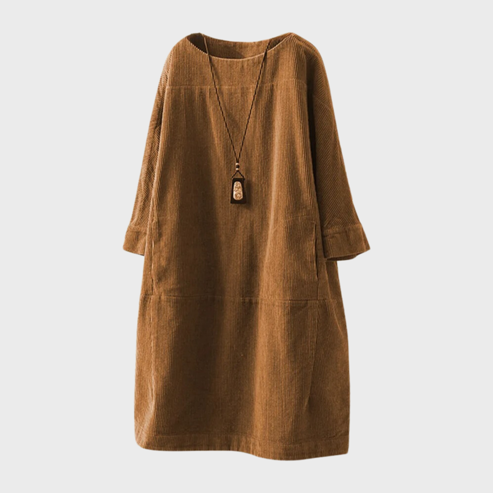 Nora – Damen Cordkleid mit Ärmeln