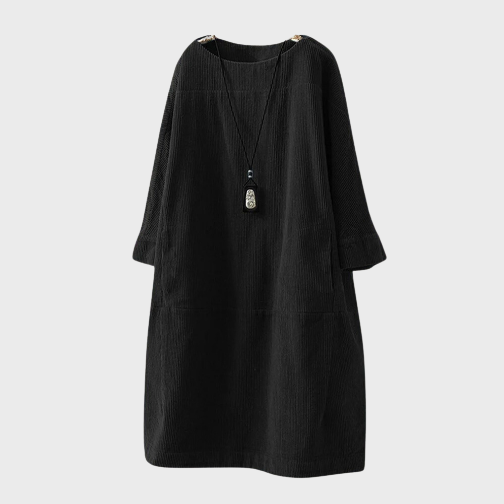 Nora – Damen Cordkleid mit Ärmeln