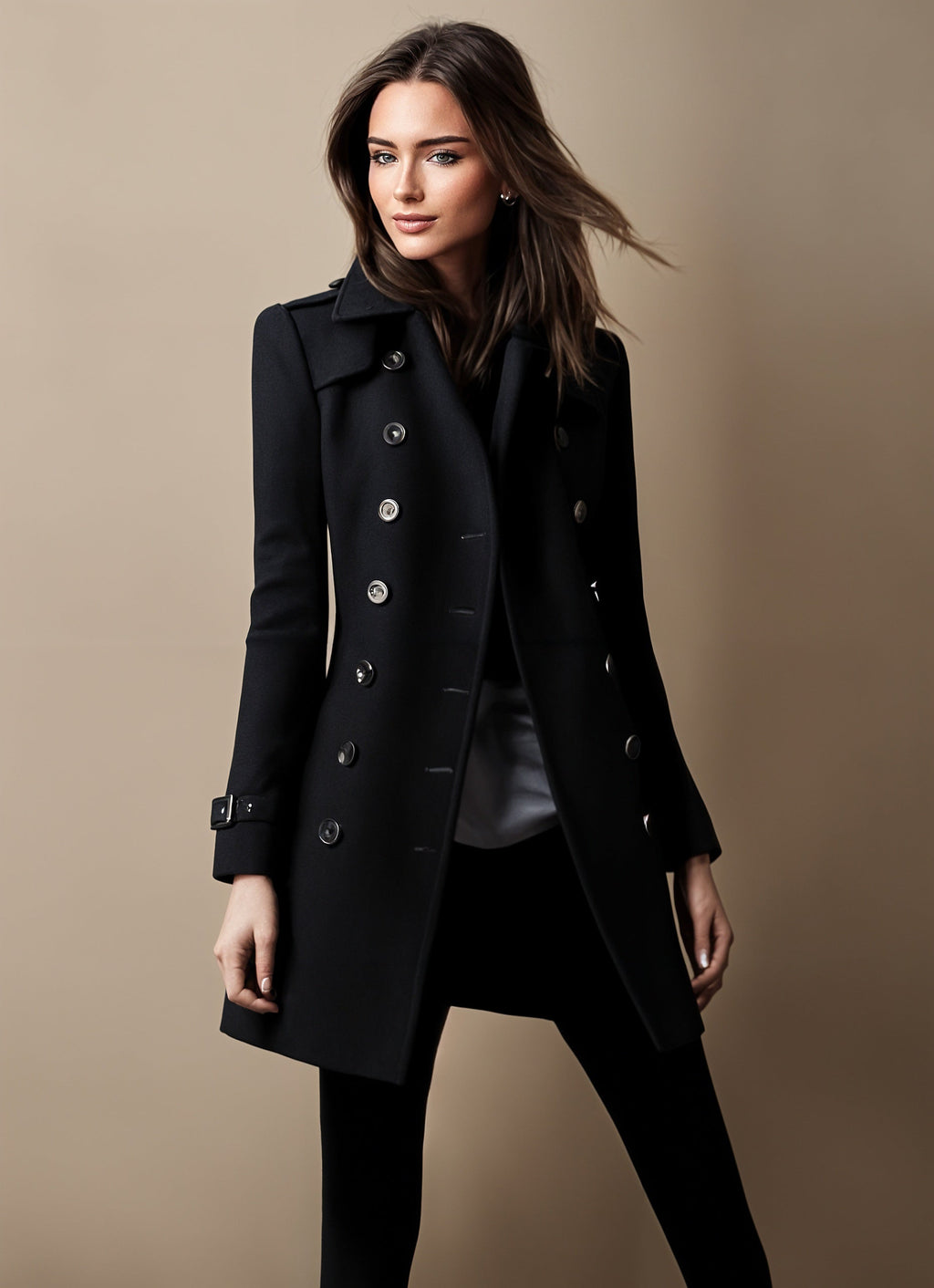 Sofia – Eleganter Damen-Mantel im taillierten Military-Stil