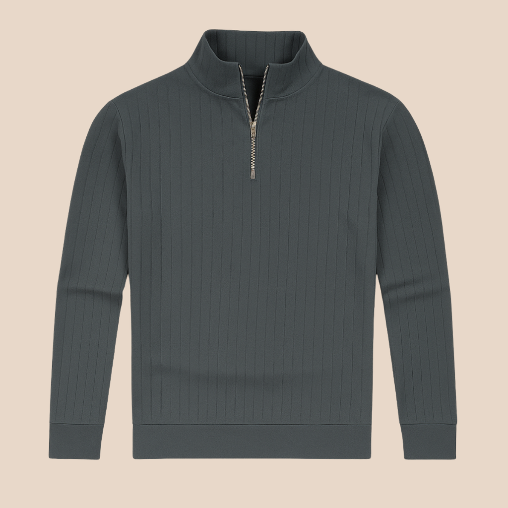 Adrian – Gerippter Strickpullover mit Reißverschluss für Herren