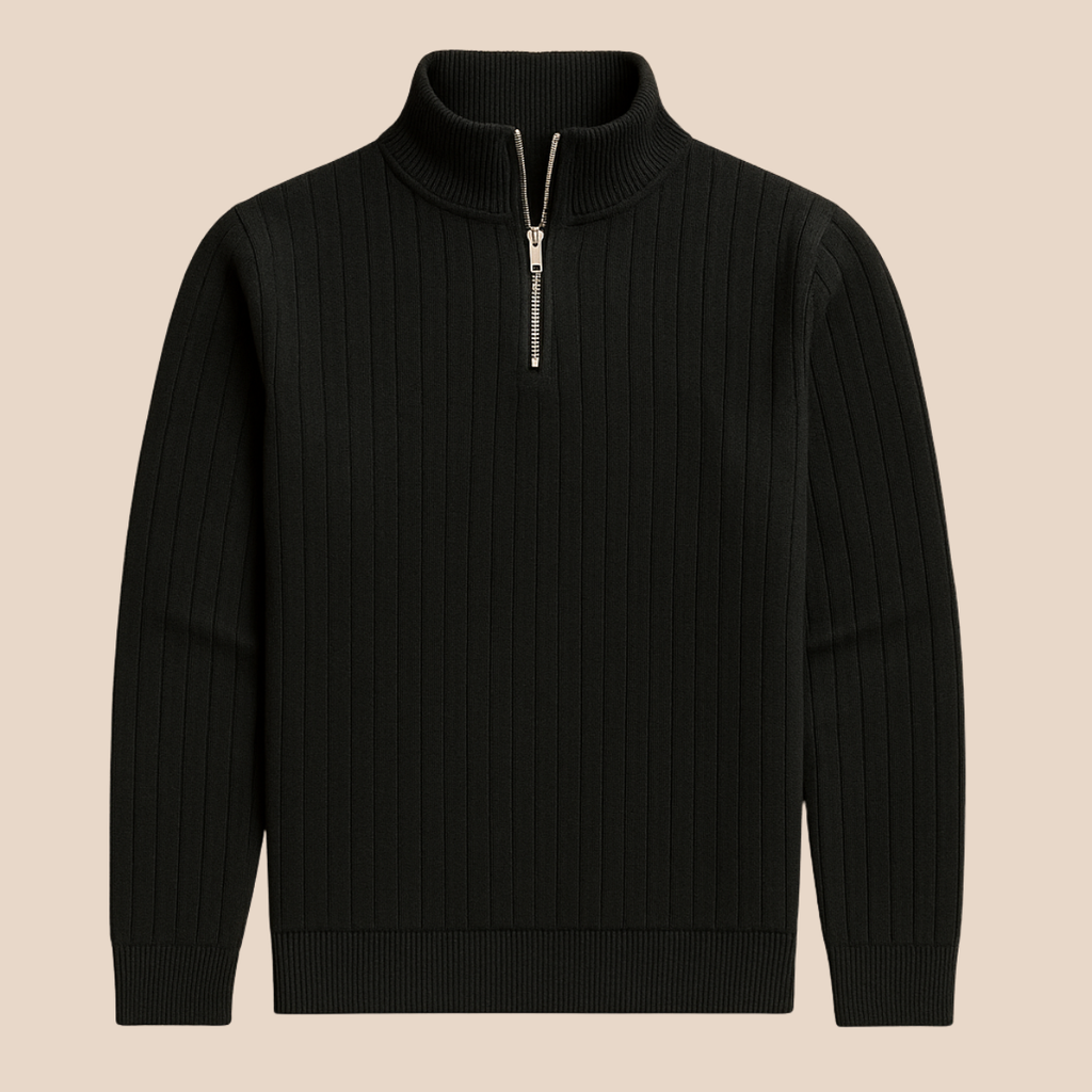 Adrian – Gerippter Strickpullover mit Reißverschluss für Herren