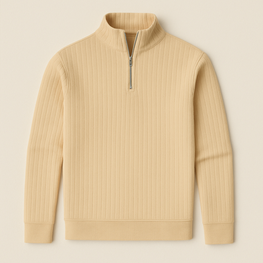 Adrian – Gerippter Strickpullover mit Reißverschluss für Herren
