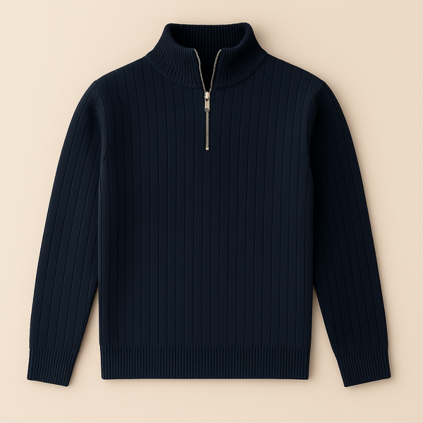 Adrian – Gerippter Strickpullover mit Reißverschluss für Herren