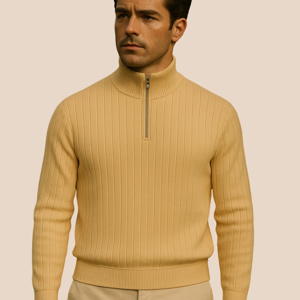Adrian – Gerippter Strickpullover mit Reißverschluss für Herren