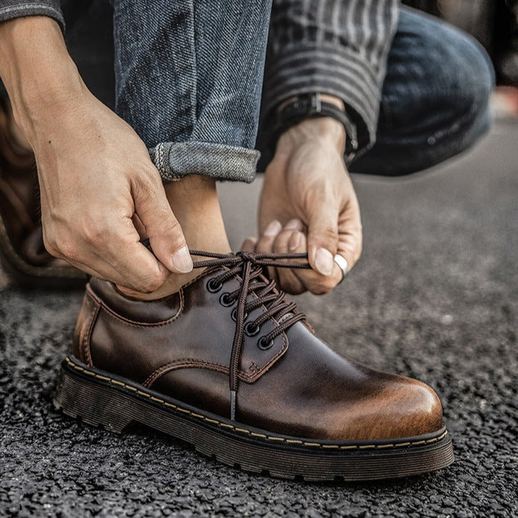 Leon - Herren Leder Halbschuhe mit Schnürung und robuster Sohle