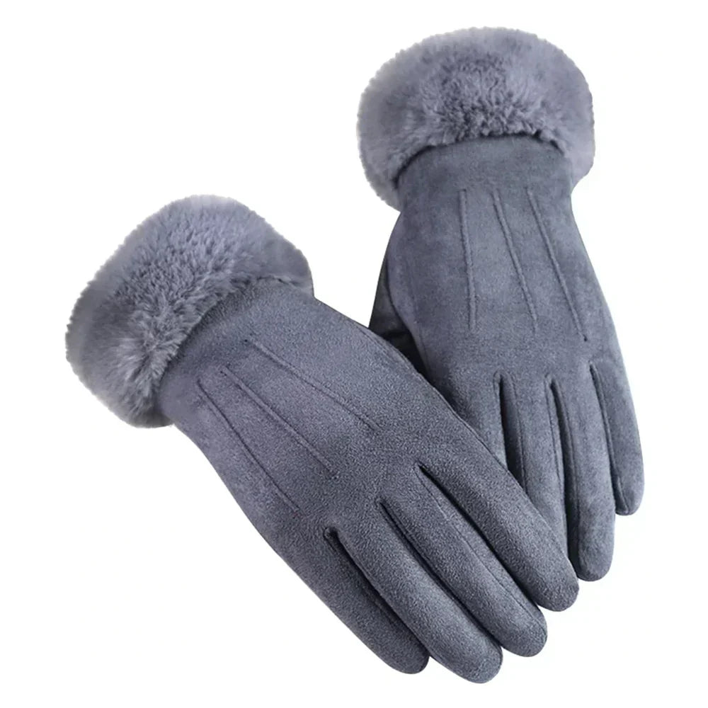 Lucia – Wildleder-Handschuhe mit Kunstfellfutter für Damen
