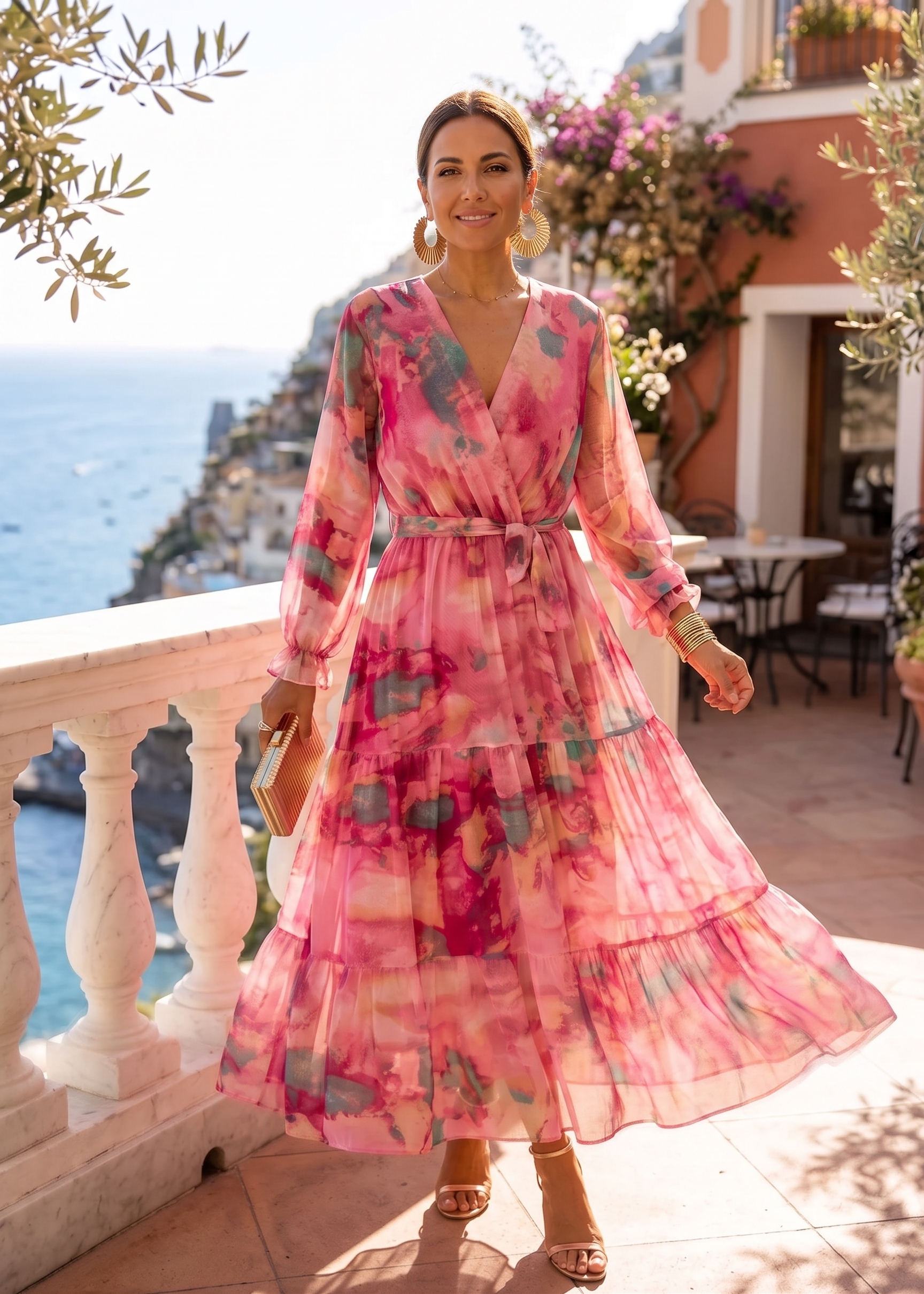 Elena – Damen Wickelkleid mit fließendem Fall