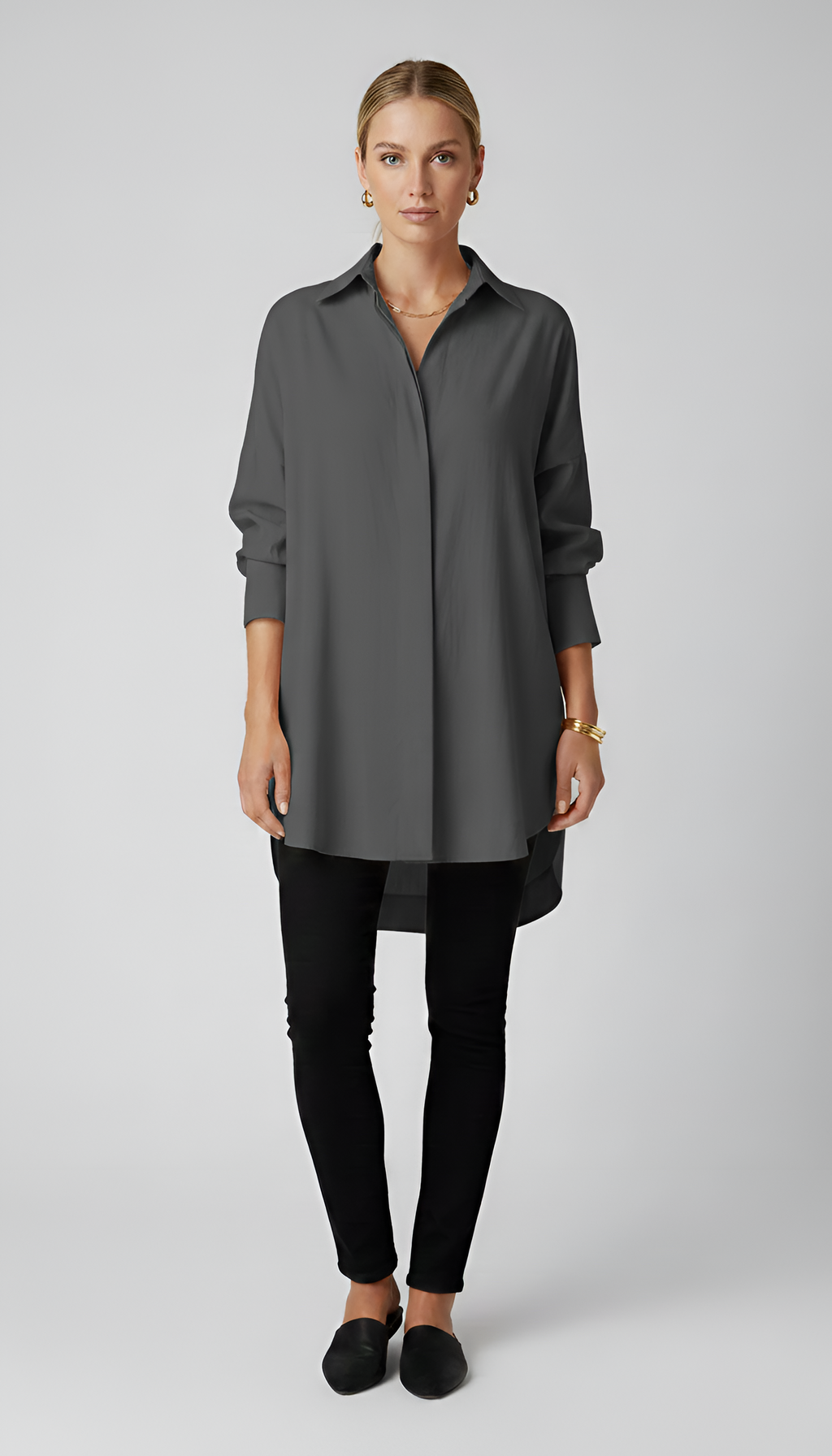 Lisa – Elegant oversized cotton shirt with classic collar for Women - Image 6