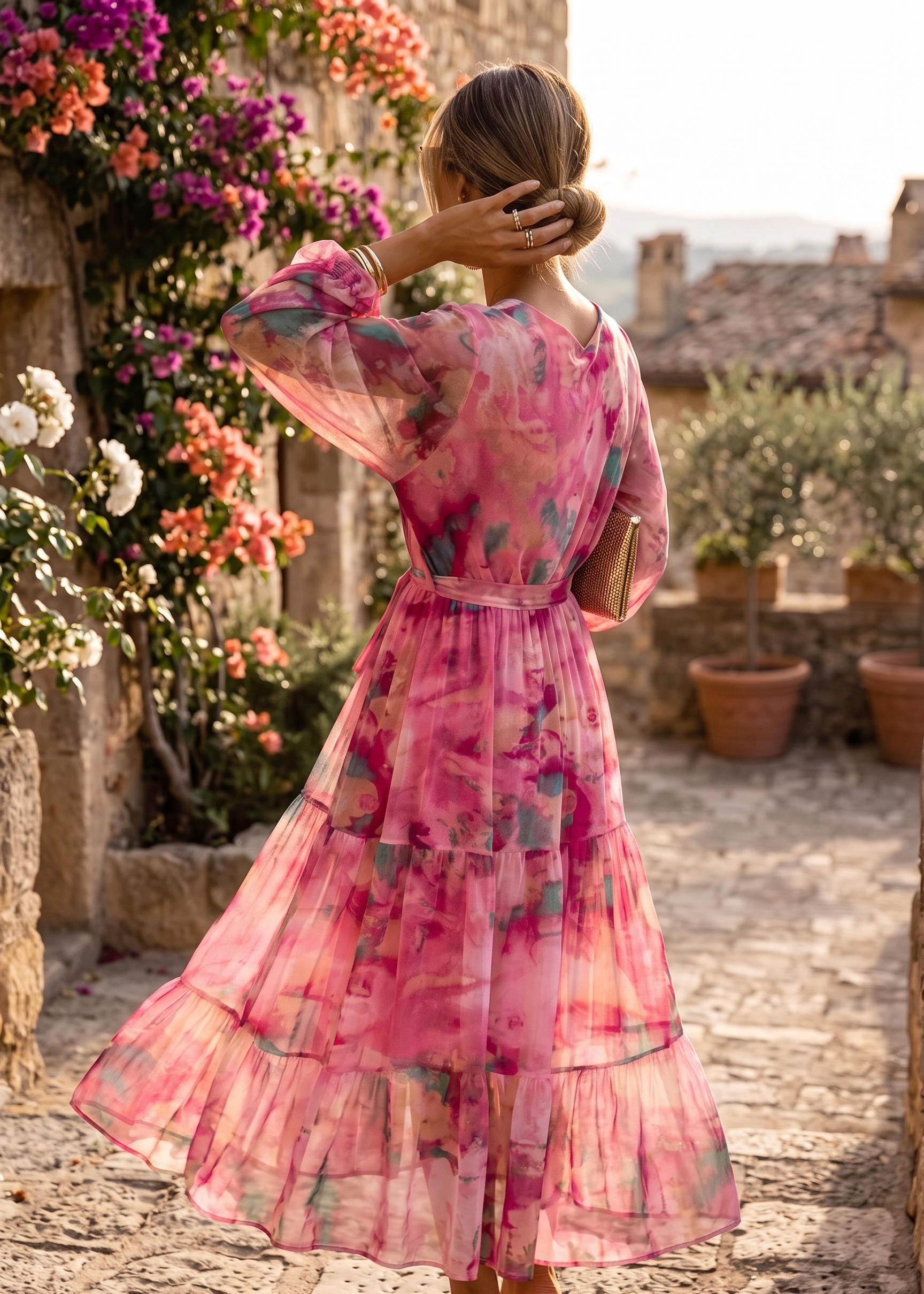 Elena – Damen Wickelkleid mit fließendem Fall
