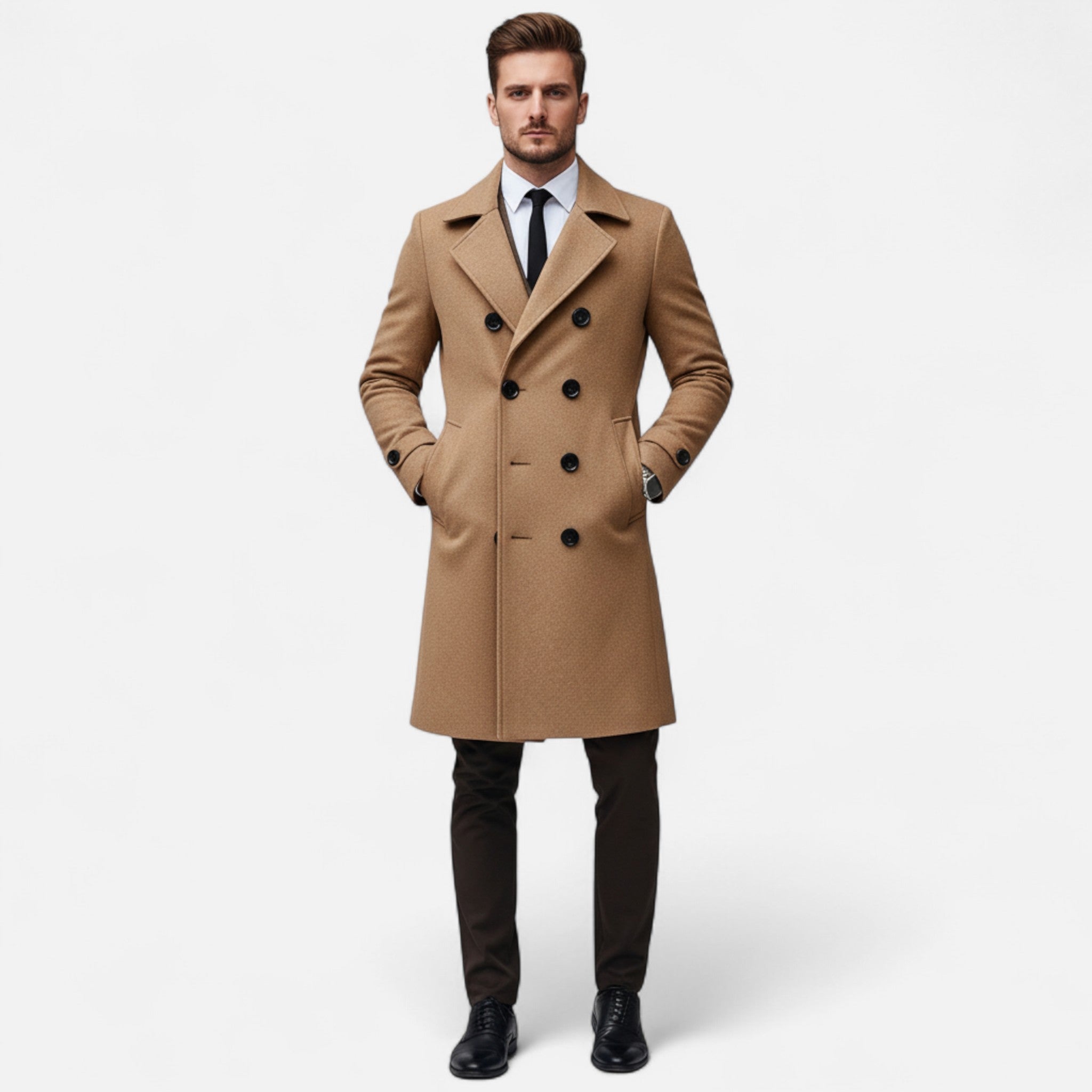 Mateo – Eleganter strukturierter Herren Mantel mit klassischem Revers