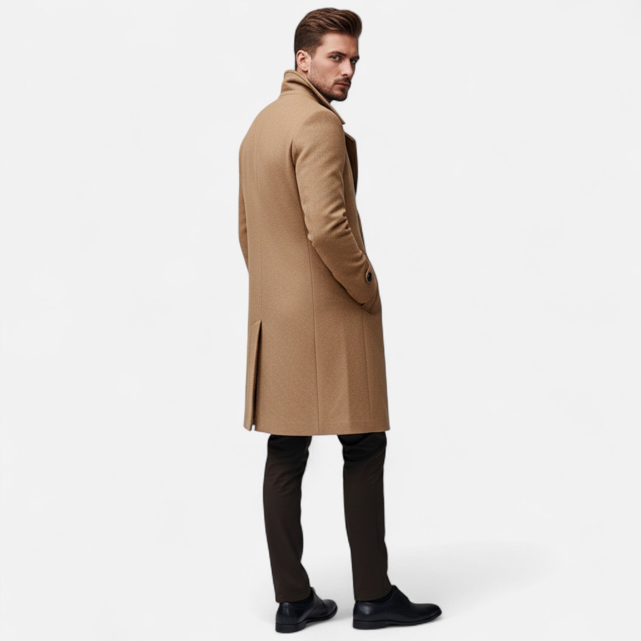 Mateo – Eleganter strukturierter Herren Mantel mit klassischem Revers