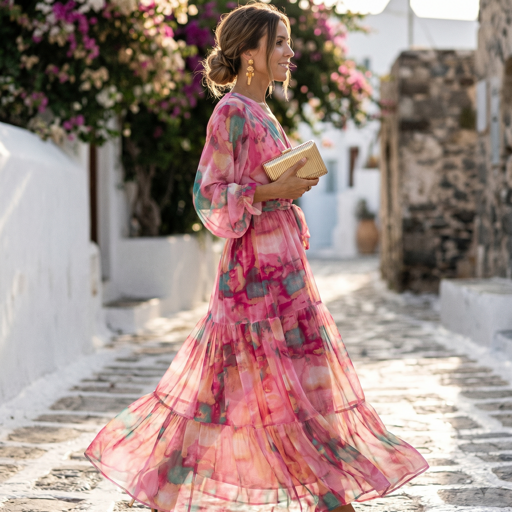 Elena – Damen Wickelkleid mit fließendem Fall