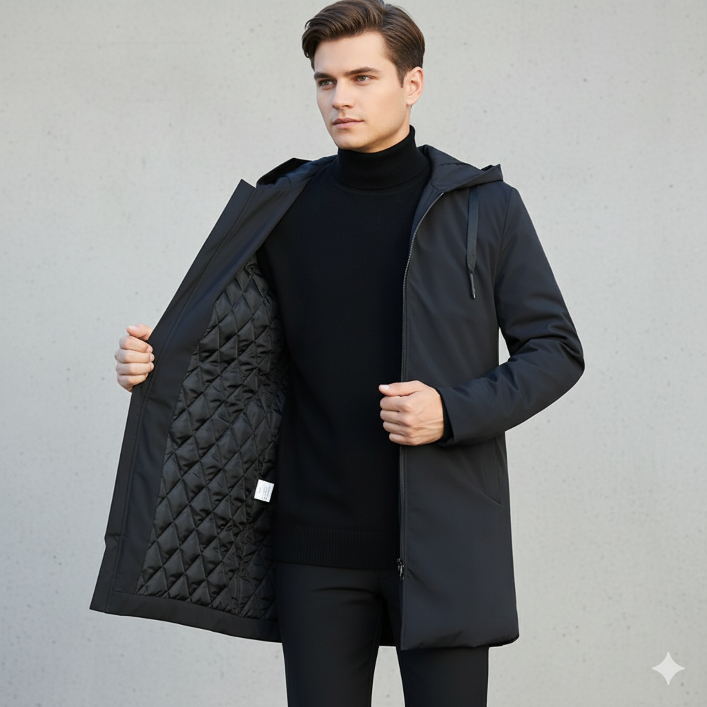 Stylische Herren-Langjacke mit Kapuze und Reißverschluss - J&B - 2 - Annoboutique