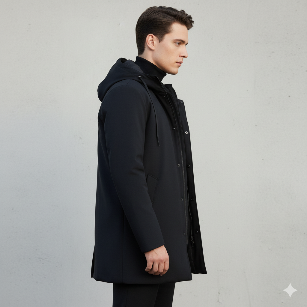 Stylische Herren-Langjacke mit Kapuze und Reißverschluss - J&B - 3 - Annoboutique