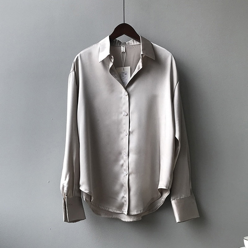 Martina – Damen Satinbluse Mit Klassischem Schnitt