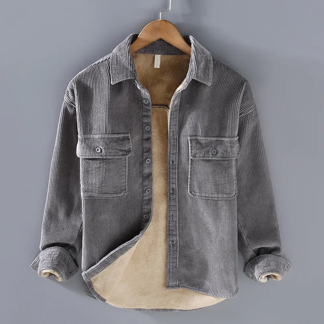 Modische Herren Cordjacke mit Knopfverschluss und praktischen Taschen - J&B - 2 - Annoboutique