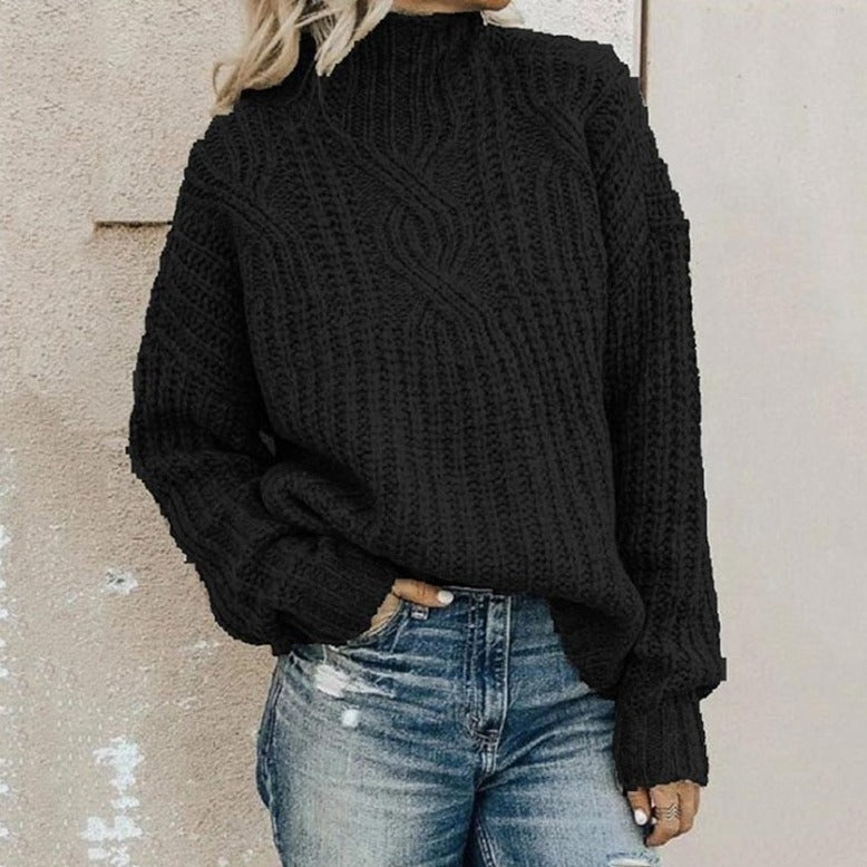 Lena – Damen Winterpullover Rollkragen Strickpullover