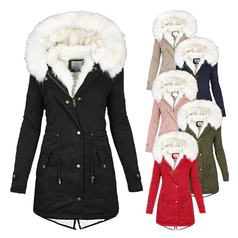 Valeria – Gefütterter Damen Parka mit großer Kunstfellkapuze