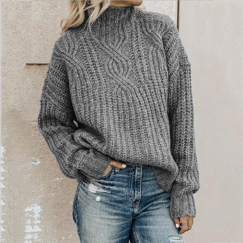 Lena – Damen Winterpullover Rollkragen Strickpullover