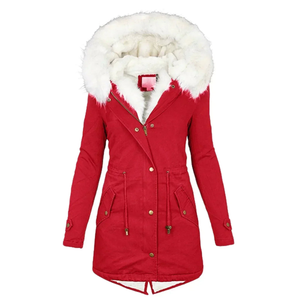 Valeria – Gefütterter Damen Parka mit großer Kunstfellkapuze