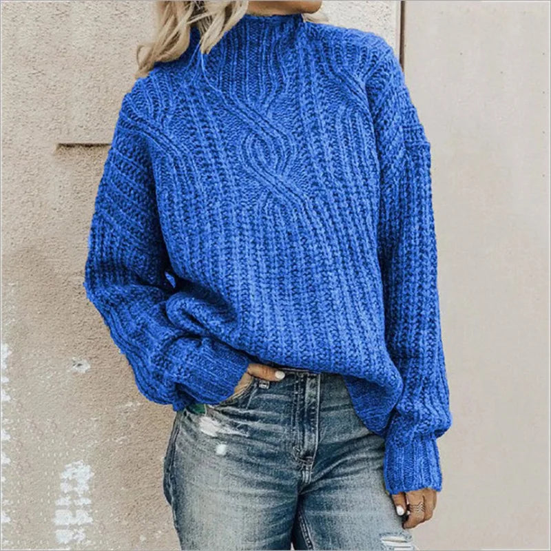 Lena – Damen Winterpullover Rollkragen Strickpullover