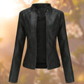 Elena - Damen Lederjacke mit Stehkragen und Reißverschluss
