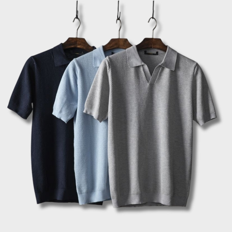 James – Herren Struktur Strickpolo Mit Kurzarm