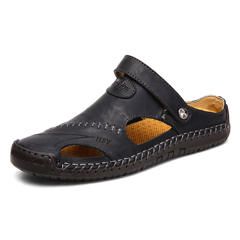 Lukas - Herrensandale Leder Sommer Slipper atmungsaktiv