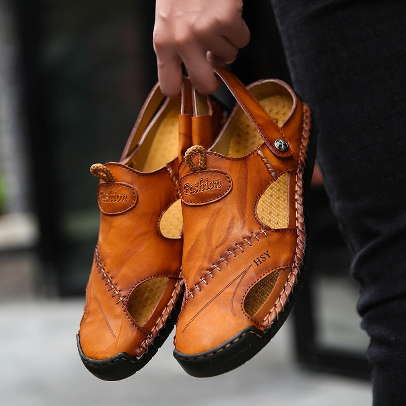 Lukas - Herrensandale Leder Sommer Slipper atmungsaktiv