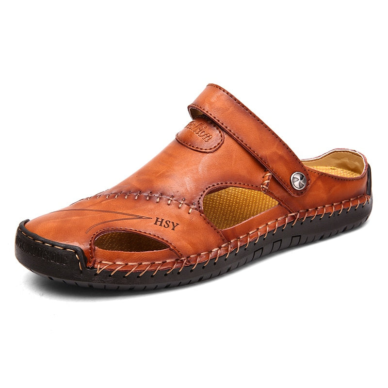 Lukas - Herrensandale Leder Sommer Slipper atmungsaktiv