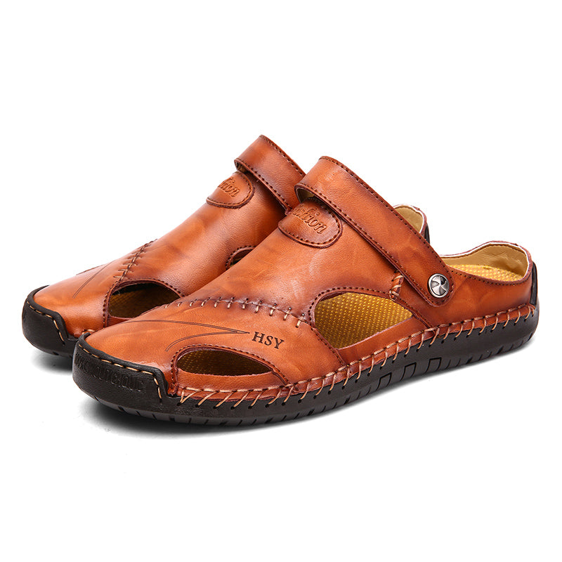 Lukas - Herrensandale Leder Sommer Slipper atmungsaktiv