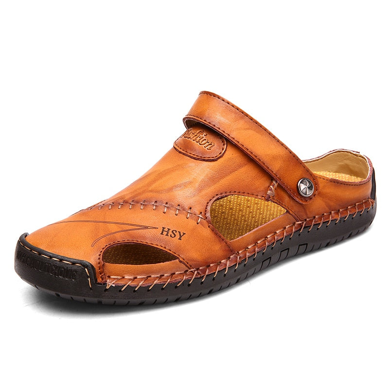 Lukas - Herrensandale Leder Sommer Slipper atmungsaktiv