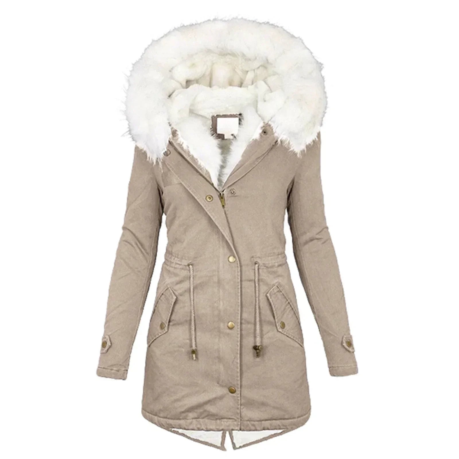Valeria – Gefütterter Damen Parka mit großer Kunstfellkapuze