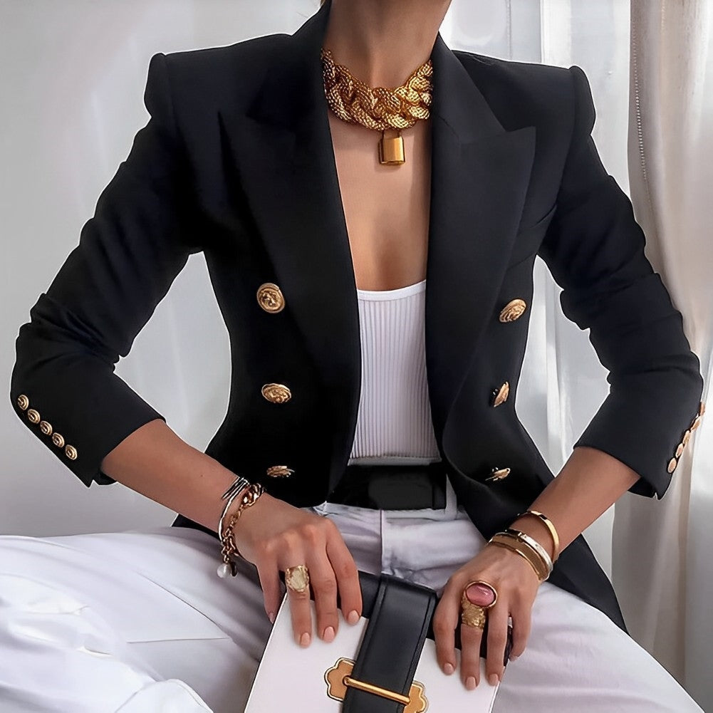Claudia - Damen Blazer mit Doppelreiher und goldenen Knöpfen