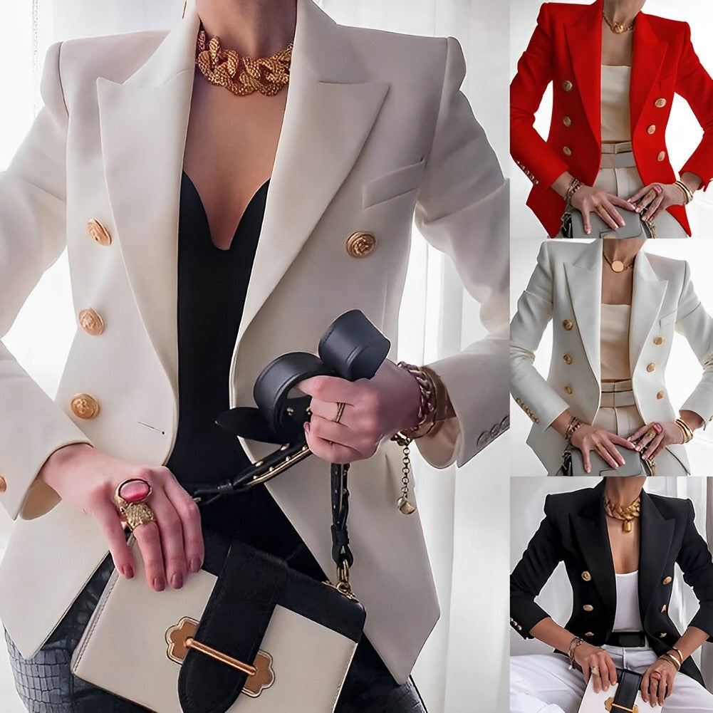 Claudia - Damen Blazer mit Doppelreiher und goldenen Knöpfen