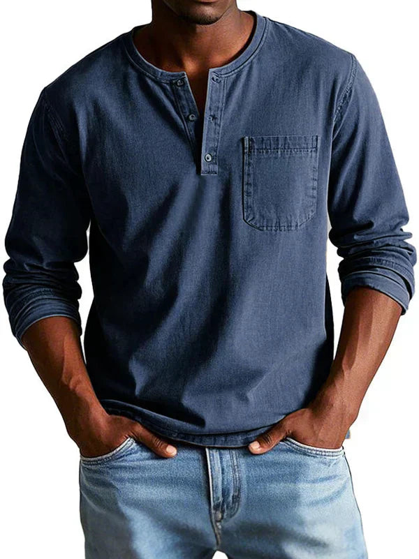 Jonas – Herren Henley Shirt mit Knopfleiste und Brusttasche