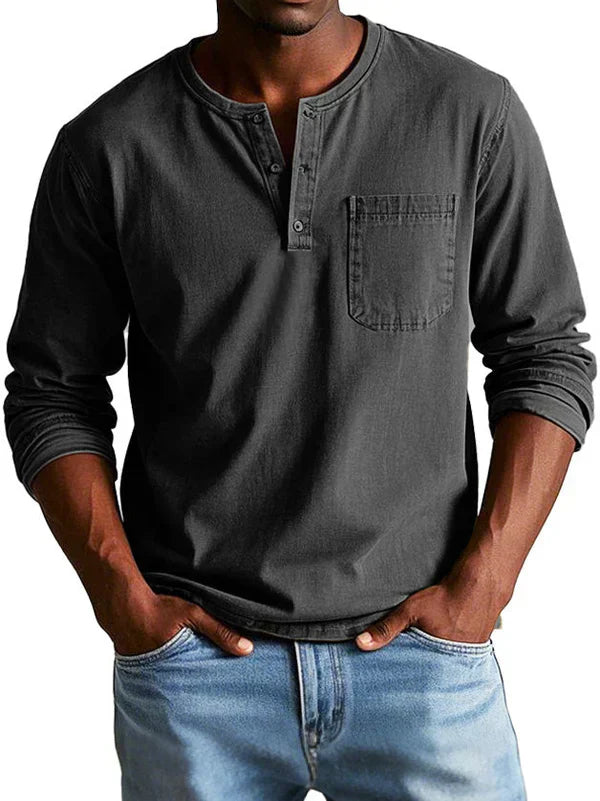 Jonas – Herren Henley Shirt mit Knopfleiste und Brusttasche