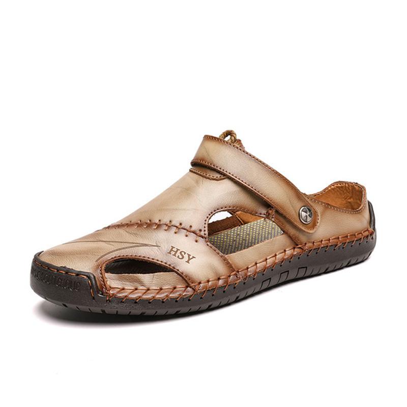 Lukas - Herrensandale Leder Sommer Slipper atmungsaktiv