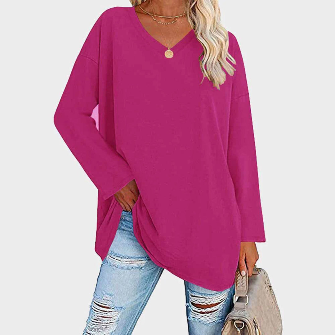 Mira – Damen Longshirt mit V-Ausschnitt