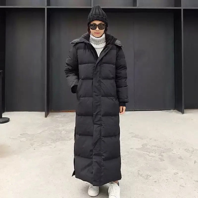 Sophie – Langer gesteppter Damen Wintermantel mit Kapuze