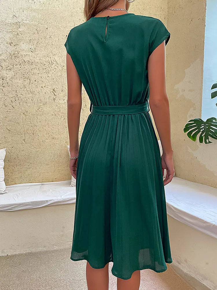 Sophie – Midi Kleid Mit Taillenband Und Fließendem Rock